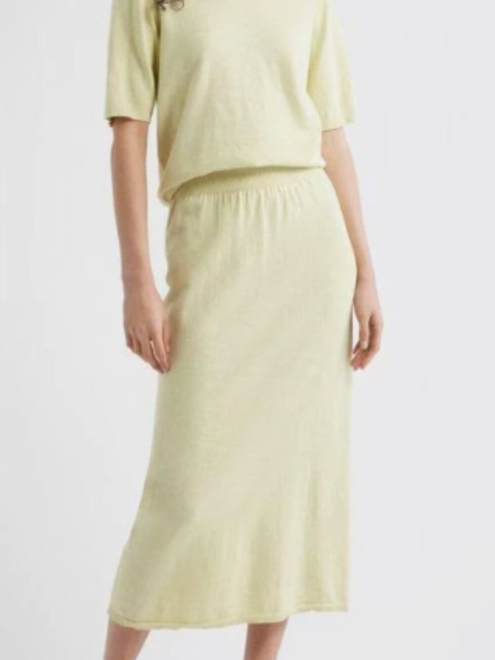 Free People Knit Tee and Midi Skirt Set NWT Lemongrass Green